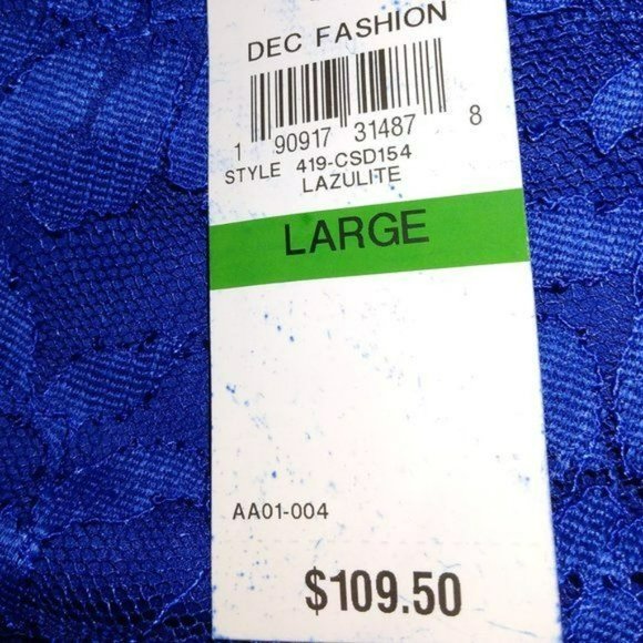 Thalia Sodi Royal Blue Lace Ruched Dress Short Sleeve Size Large NWT - Picture 10 of 12